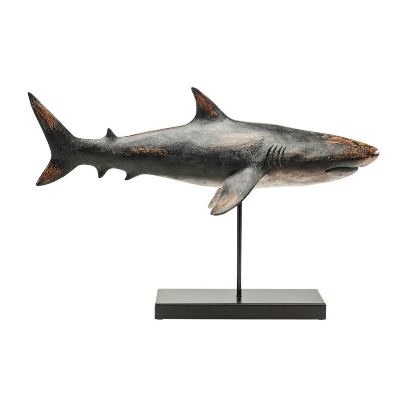 Requin en résine sur une base en métal noir