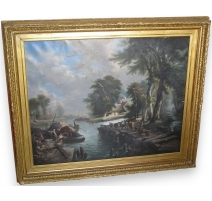 Painting "Riverside landscape"