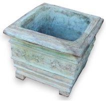 Jardinière carrée décor fleurs en bronze