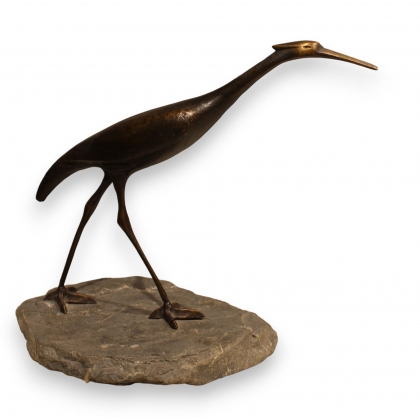 Bronze \"Héron marchant\" de Charles REUSSNER