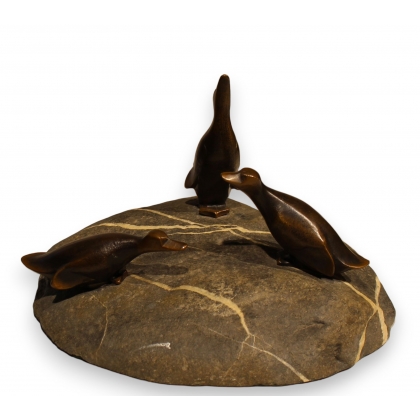 Bronze \"Trois petits canards\" de Charles REUSSNER