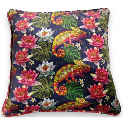 Coussin en Velours caméléon et fleurs