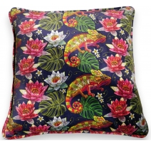 Coussin en Velours caméléon et fleurs