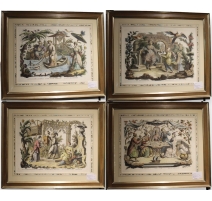 Série de 4 gravures eau forte Chinois