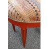 Tabouret rond Art Deco bois orange