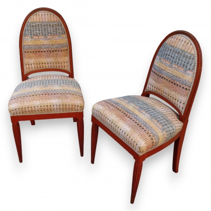 Paire de chaises Art Deco bois orange