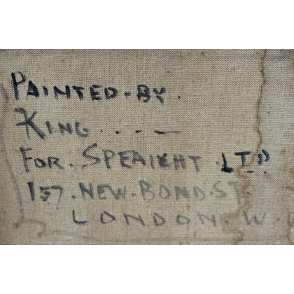 Tableau Chien \"Bulldog anglais\" signé C. KING