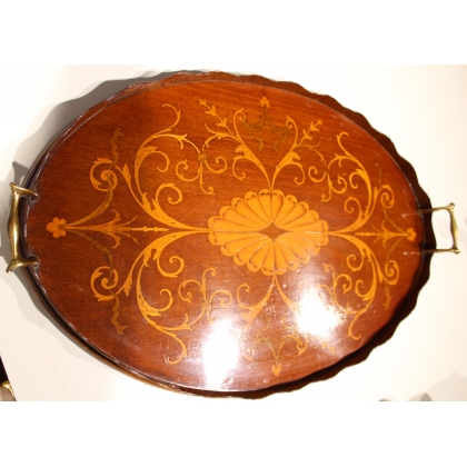 Inlaid mahogany tray