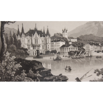 Gravure "Vue de Vevey" par JENNY