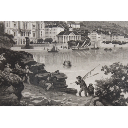 Gravure "Vue de Vevey" par JENNY