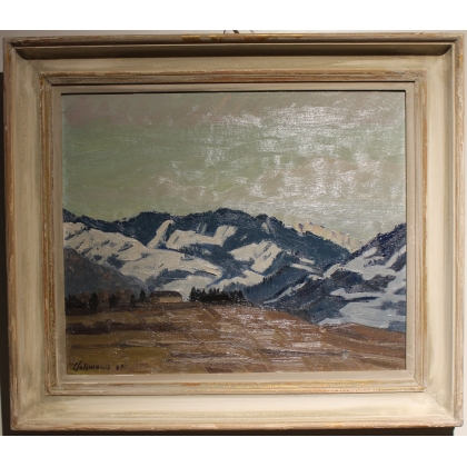Tableau \"Monts d\'Orgeveaux\" signé L. SALZMANN