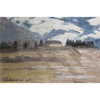 Tableau \"Monts d\'Orgeveaux\" signé L. SALZMANN