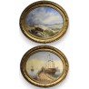 Paintings | Pair of oval ‘Marine’ paintings, not by Moinat SA  – Antiques and home décor