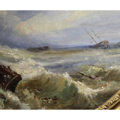 Paintings | Pair of oval ‘Marine’ paintings, not by Moinat SA  – Antiques and home décor