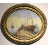 Paintings | Pair of oval ‘Marine’ paintings, not by Moinat SA  – Antiques and home décor