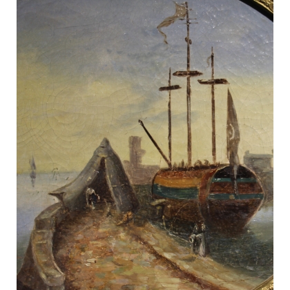Paintings | Pair of oval ‘Marine’ paintings, not by Moinat SA  – Antiques and home décor