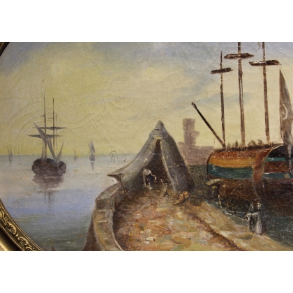 Paintings | Pair of oval ‘Marine’ paintings, not by Moinat SA  – Antiques and home décor