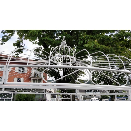 White wrought-iron gazebo