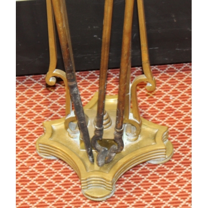 Support d'outils de cheminée en bronze
