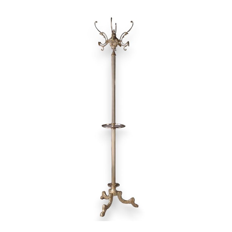 Polished brass coat rack with umbrella stand
