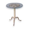 Small round table in polished brass, with a glass top