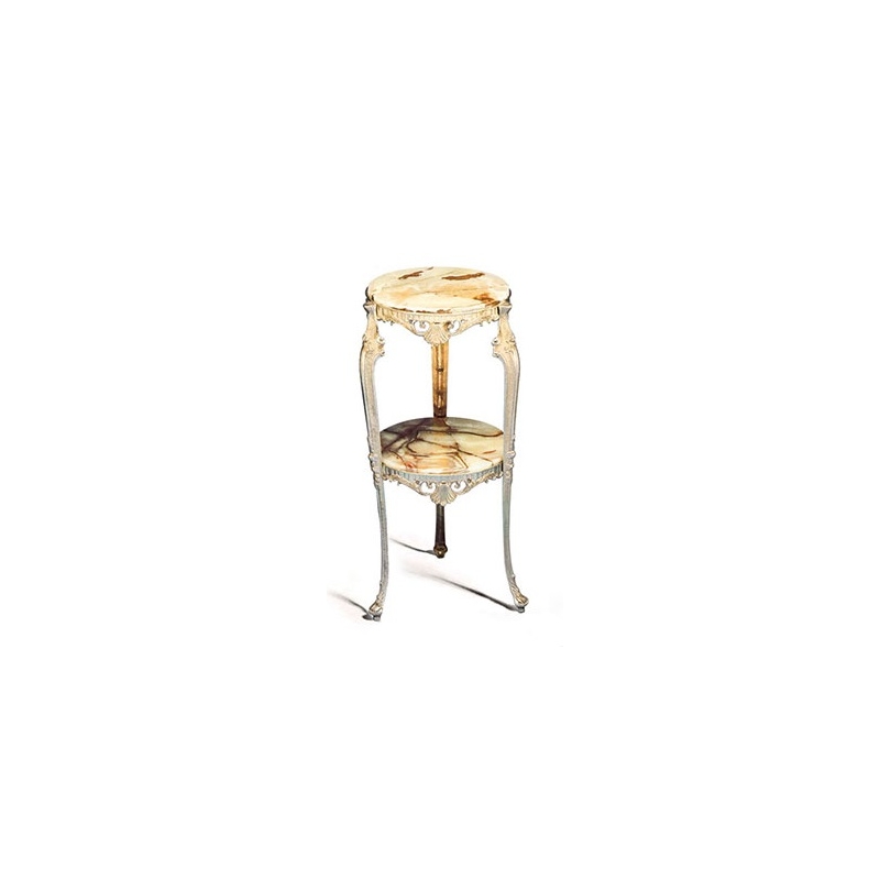 Small round table in polished brass with two tiers