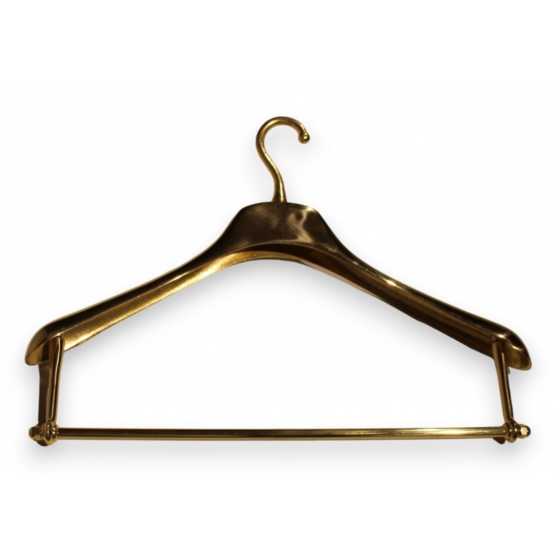 Polished brass coat hanger