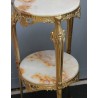 Small round table in polished brass with two tiers