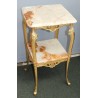 Small square table in polished brass with two tops