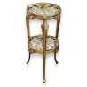 Polished brass plant stand with two shelves