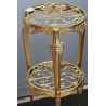 Polished brass plant stand with two shelves