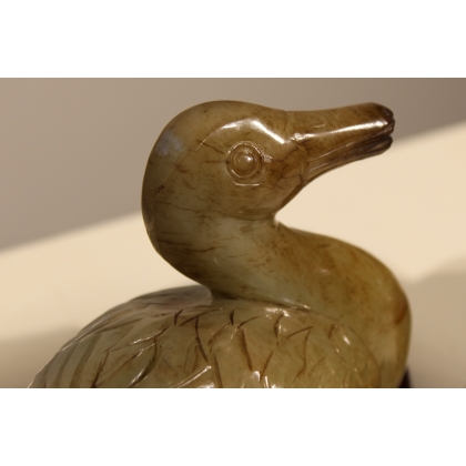 Paire de canards en pierre sculptée