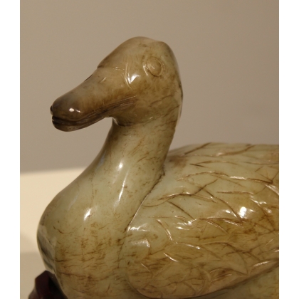 Paire de canards en pierre sculptée