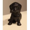Chien en obsidienne argenté