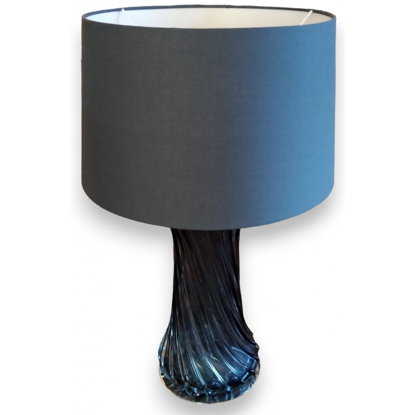Lampe en verre bleu "Kymern", base en nickel