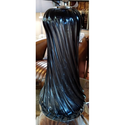  Lampe en verre bleu "Kymern", base en nickel sur  Moinat SA  - Antiquités décoration