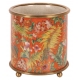 Cache-pot rond en porcelaine "Fleurs", orange Pet