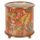 Cache-pot rond en porcelaine "Fleurs", orange Pet