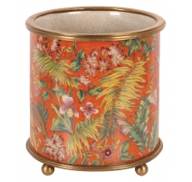 Cache-pot rond en porcelaine "Fleurs", orange Pet