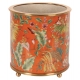 Cache-pot rond en porcelaine "Fleurs", orange Gran