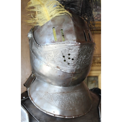 Engraved iron armour depicting St George slaying the dragon