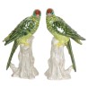 Paire de perroquets verts en porcelaine