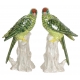 Paire de perroquets verts en porcelaine