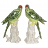 Paire de perroquets verts en porcelaine