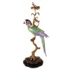 Pair of "Green and Pink Parrots" candle holders