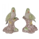 Paire de perroquets vert clair en porcelaine