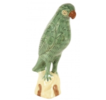 Perroquet vert en porcelaine