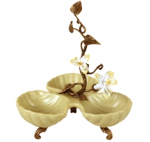 Bol triple rond en porcelaine et bronze
