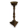 Italian bronze candle holder with a triangular base