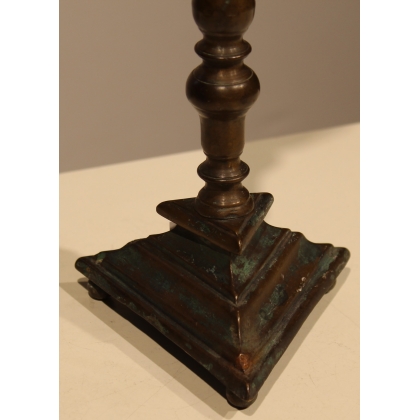 Italian bronze candle holder with a triangular base